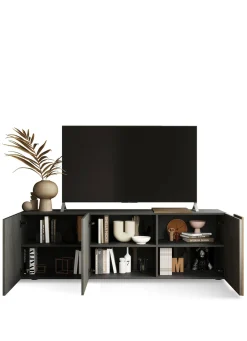Mobile porta TV Dbrow, 181x44 h59 cm, Ardesia e Noce<Dmora Online