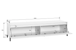 Mobile porta TV Dcarisson, 200x40h50 cm, Bianco lucido e Antracite<Dmora Cheap