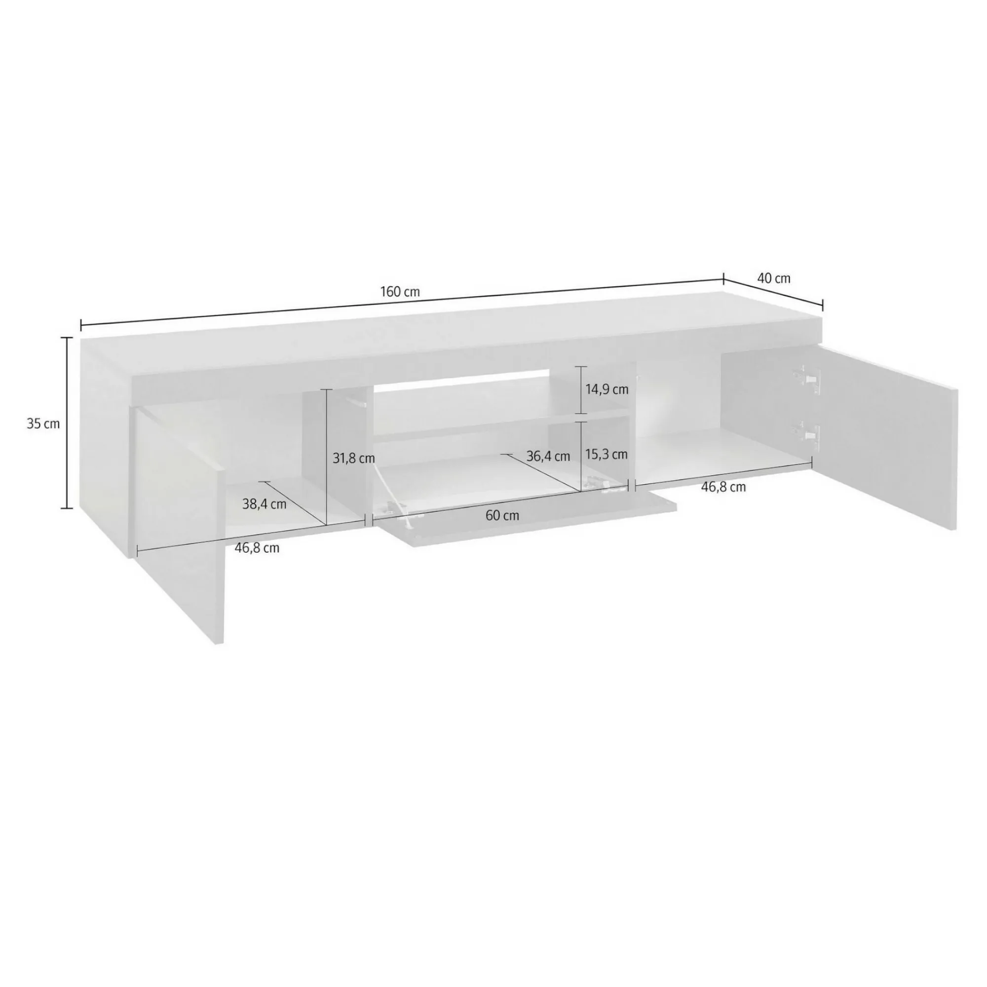 Mobile porta TV Dcorradin, 160x40h35 cm,<Dmora Online