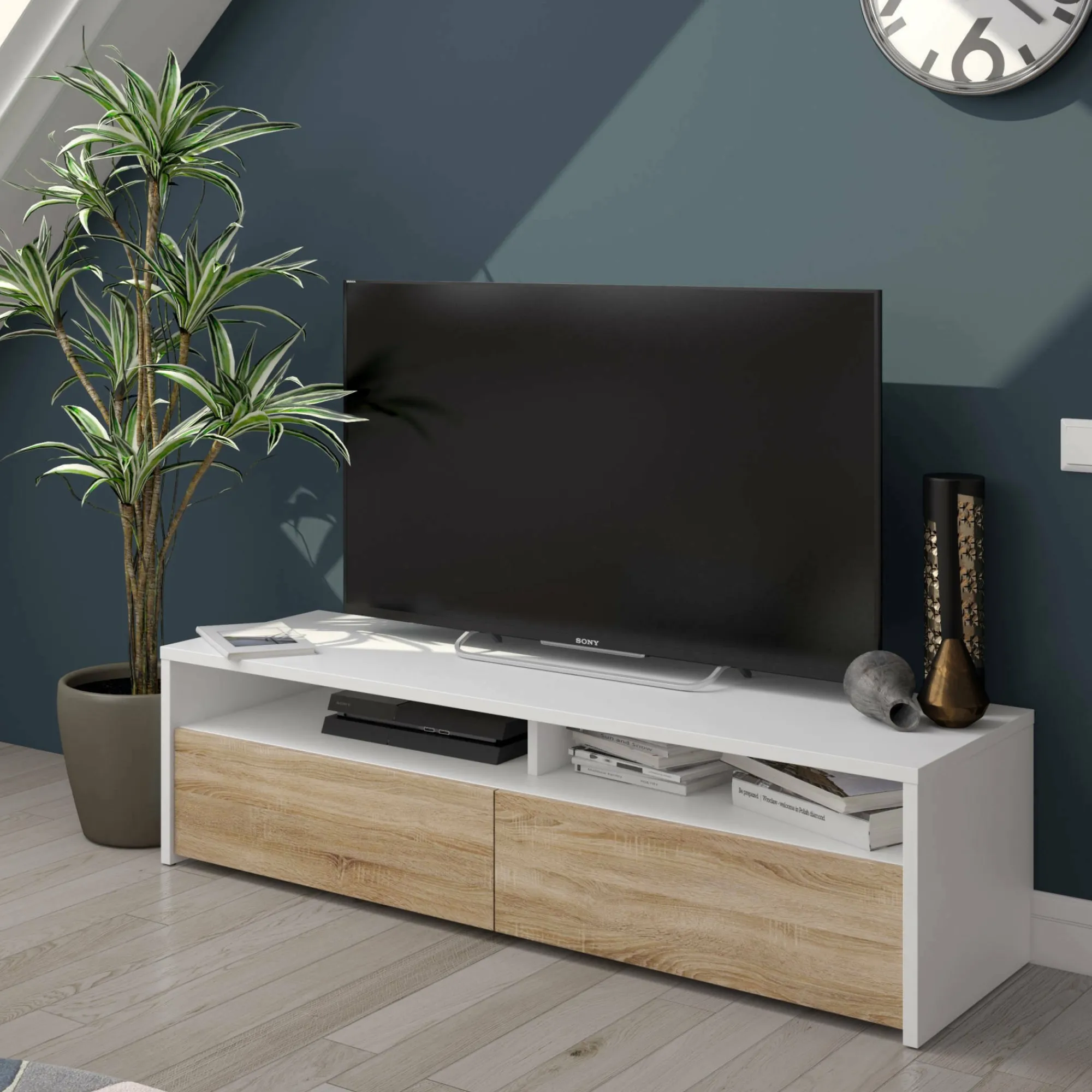 Mobile porta TV Ddacunh, 130x40h36 cm,<Dmora Cheap