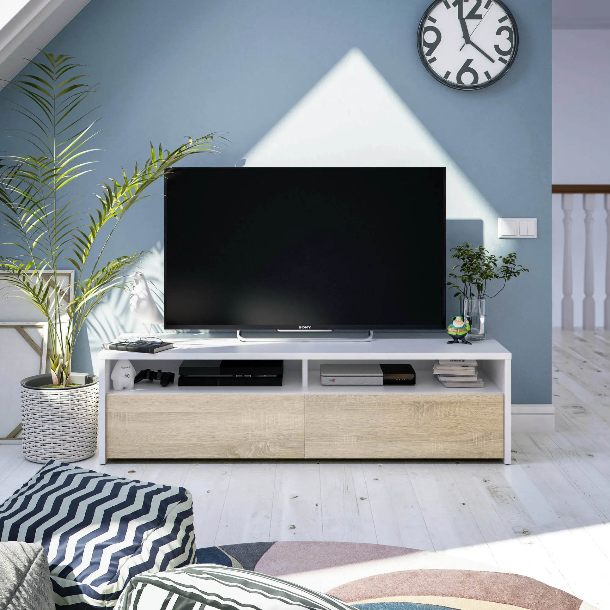 Mobile porta TV Ddacunh, 130x40h36 cm,<Dmora Cheap