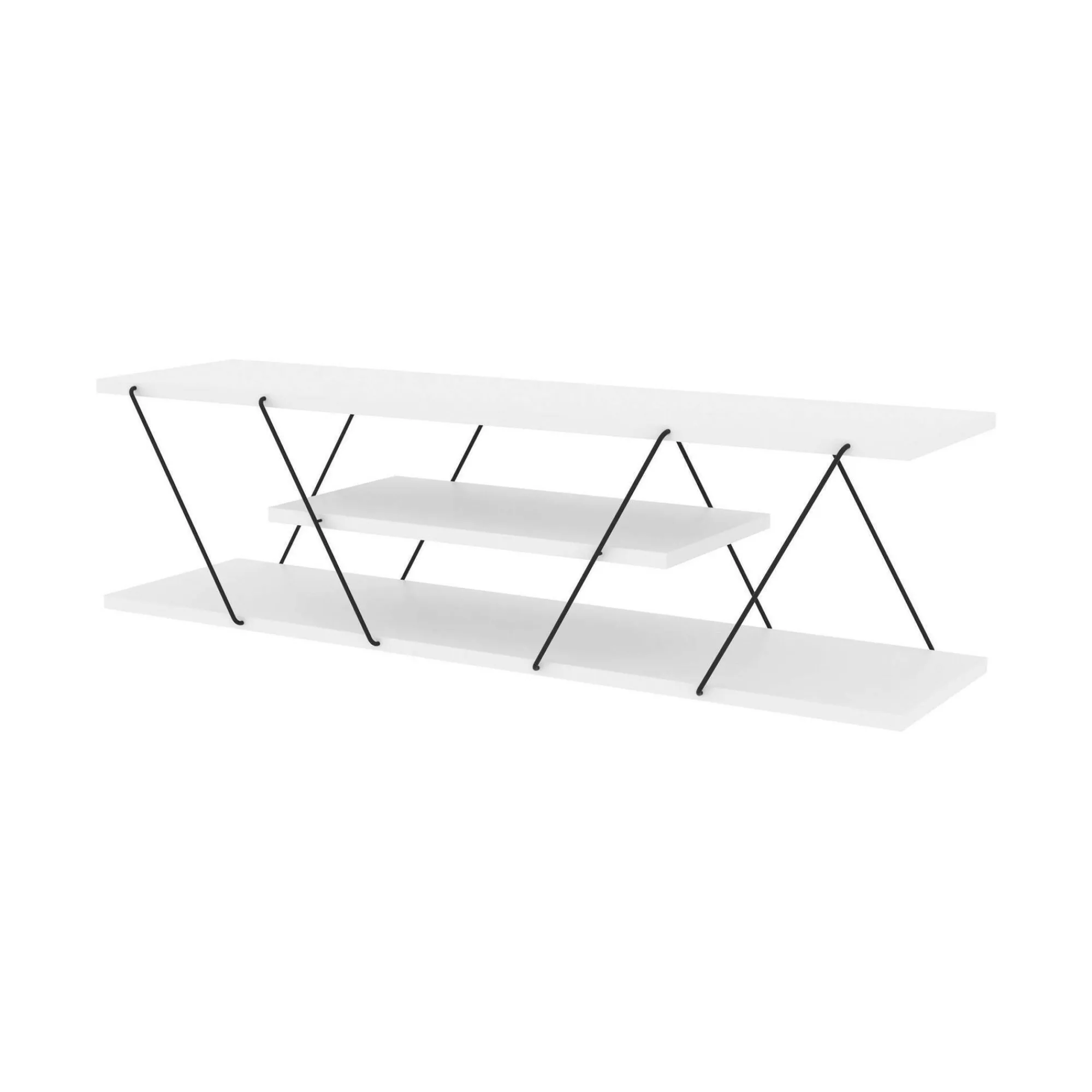 Mobile porta TV Desdemona, 120x30h33 cm, Bianco e Nero<Dmora Clearance