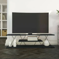 Mobile porta TV Desdemona, 120x30h33 cm, Antracite e Grigio<Dmora Outlet