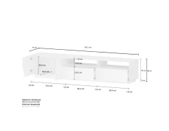 Mobile porta TV Dlamm, cm 200x43h46,<Dmora Online