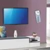 Mobile porta TV Dma, cm 200x40h49, Bianco lucido e Ardesia<Dmora Hot