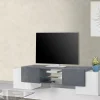 Mobile porta TV Dmartin, cm 190x45h45, Bianco lucido e Ardesia<Dmora Hot