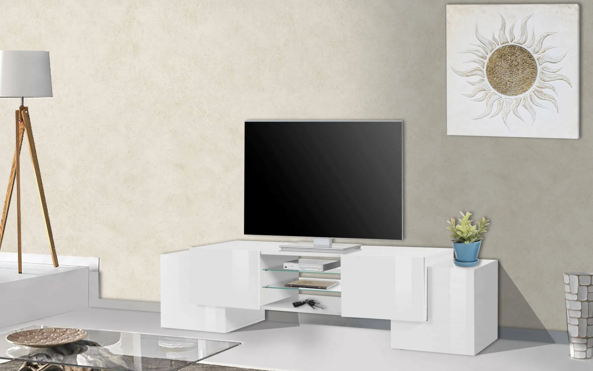 Mobile porta TV Dmartin, cm 190x45h45,<Dmora Outlet