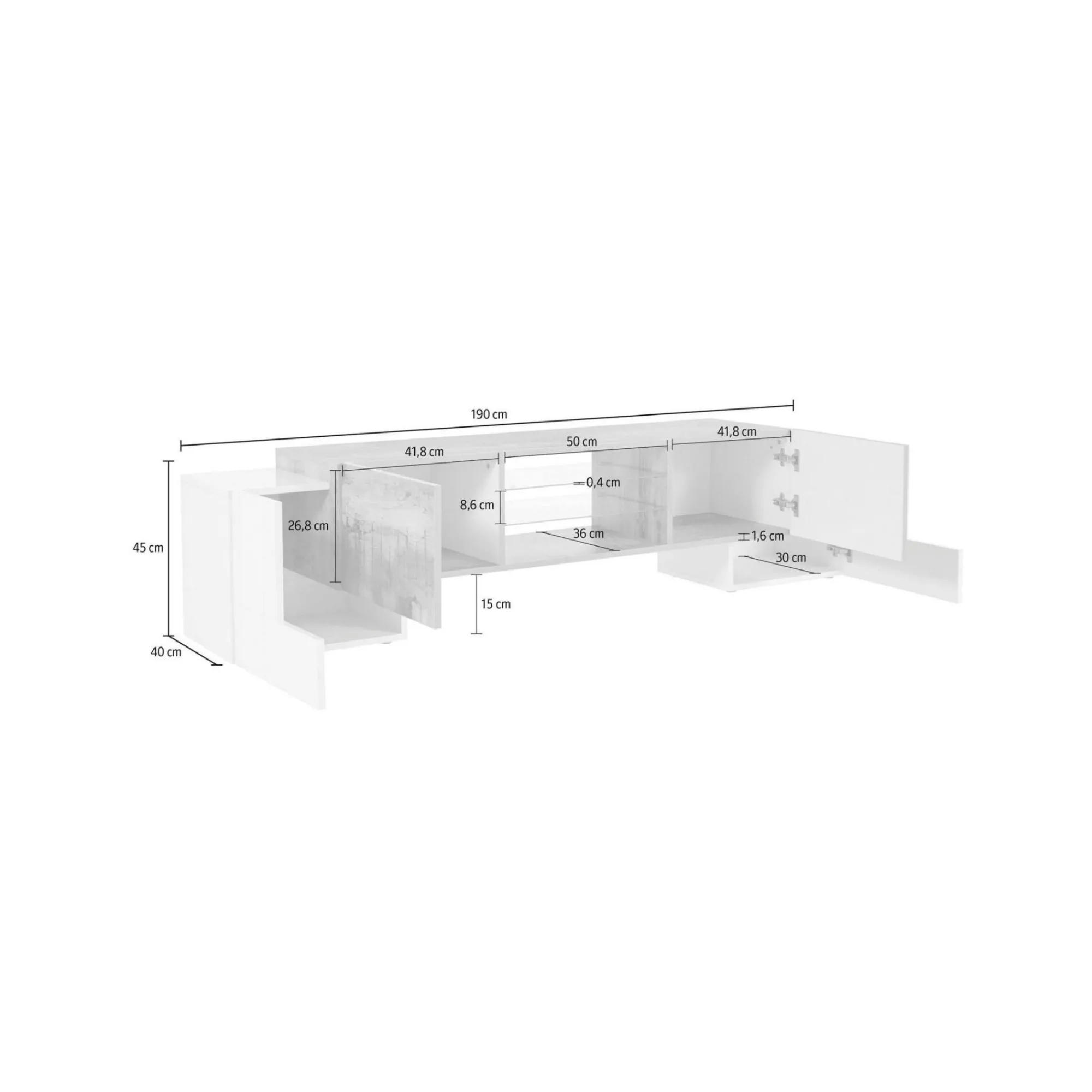 Mobile porta TV Dmartin, cm 190x45h45,<Dmora Outlet