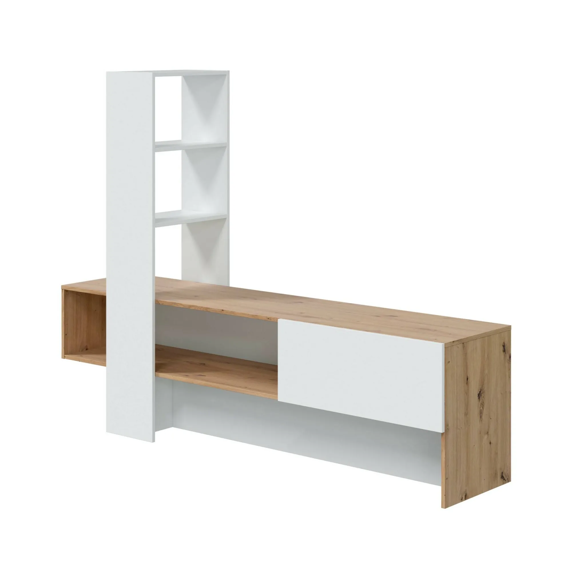 Mobile porta TV Dmurell, 178x43h136 cm, Rovere Nodi e Bianco lucido<Dmora Best Sale