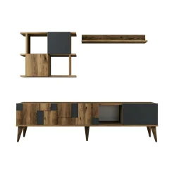 Mobile porta TV Dora, 180x34h49 cm, Noce e Antracite<Dmora Shop