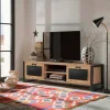 Mobile porta TV Dpetron, Quercia e Nero, 180x45h50 cm<Dmora Clearance