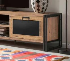 Mobile porta TV Dpetron, Quercia e Nero, 180x45h50 cm<Dmora Clearance