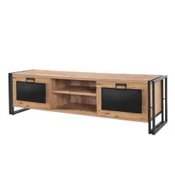 Mobile porta TV Dpetron, Quercia e Nero, 180x45h50 cm<Dmora Clearance