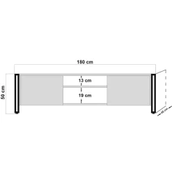 Mobile porta TV Dpetron, Quercia e Nero, 180x45h50 cm<Dmora Clearance