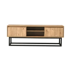 Mobile porta TV Dpirol, Nero e Quercia, 180x40h50 cm<Dmora Flash Sale