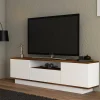 Mobile porta TV Dprat, 160x30h45 cm, Noce e Bianco<Dmora Store