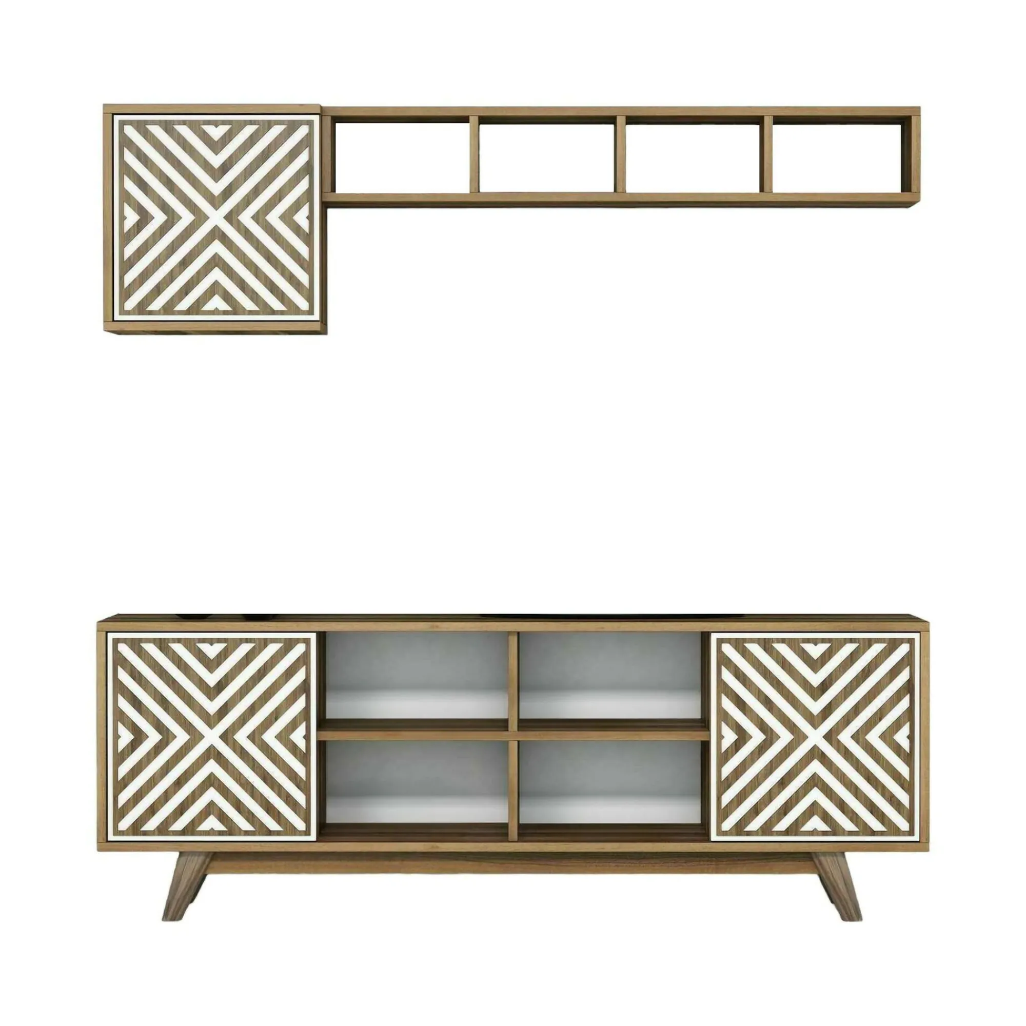 Mobile porta TV Drusilla, 160x35h56 cm, Noce e Bianco<Dmora Fashion