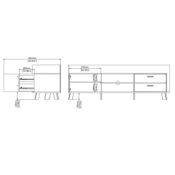 Mobile porta TV Dtestin, 51x182 h62 cm, Rovere e Bianco<Dmora Clearance