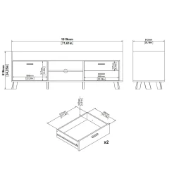 Mobile porta TV Dtestin, 51x182 h62 cm, Rovere e Bianco<Dmora Clearance