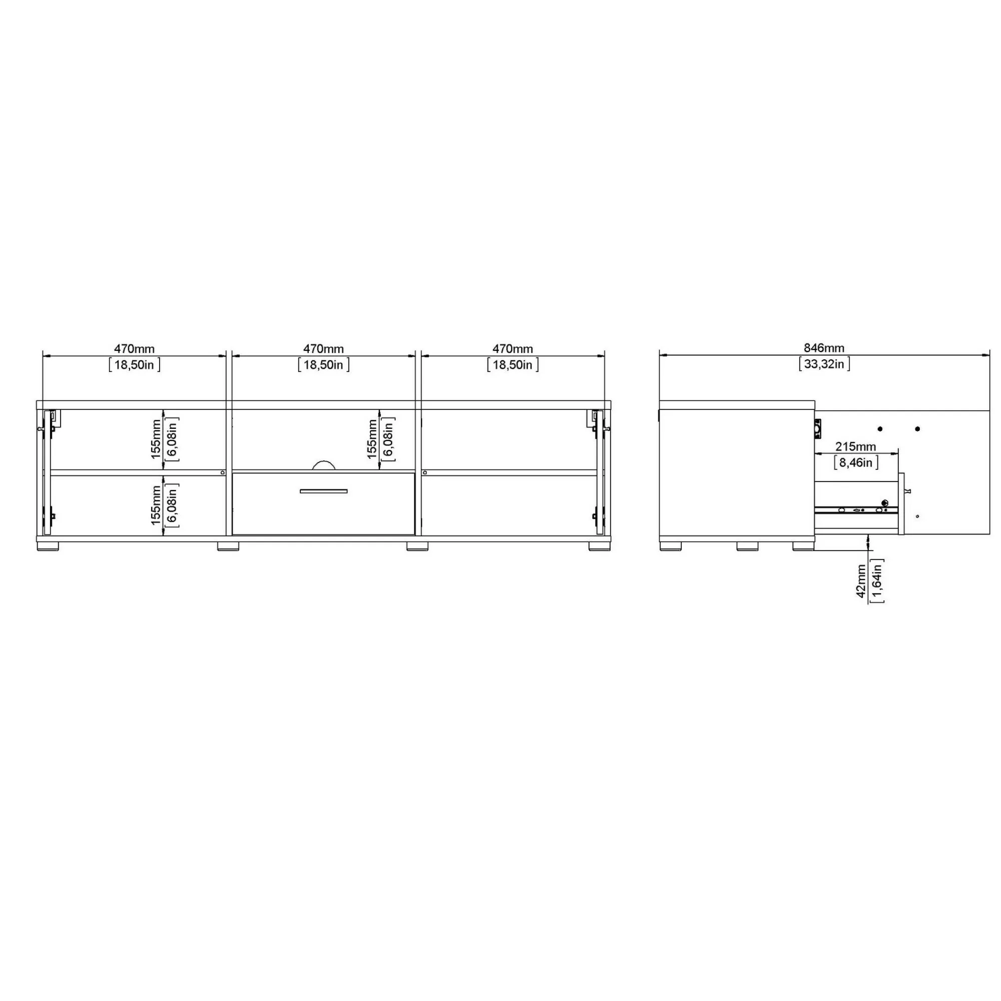 Mobile porta TV Dthorsb, 40x147 h38 cm,<Dmora Cheap