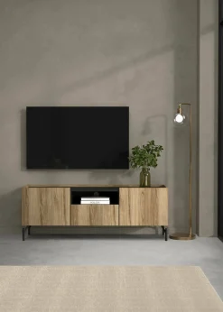 Mobile porta TV Duchi, 41x147 h54 cm, Quercia e Nero<Dmora Shop