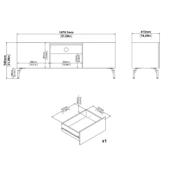 Mobile porta TV Duchi, 41x147 h54 cm, Quercia e Nero<Dmora Shop