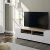 Mobile porta TV Ebe, 138x42h36 cm, Bianco e Rovere<Dmora Cheap