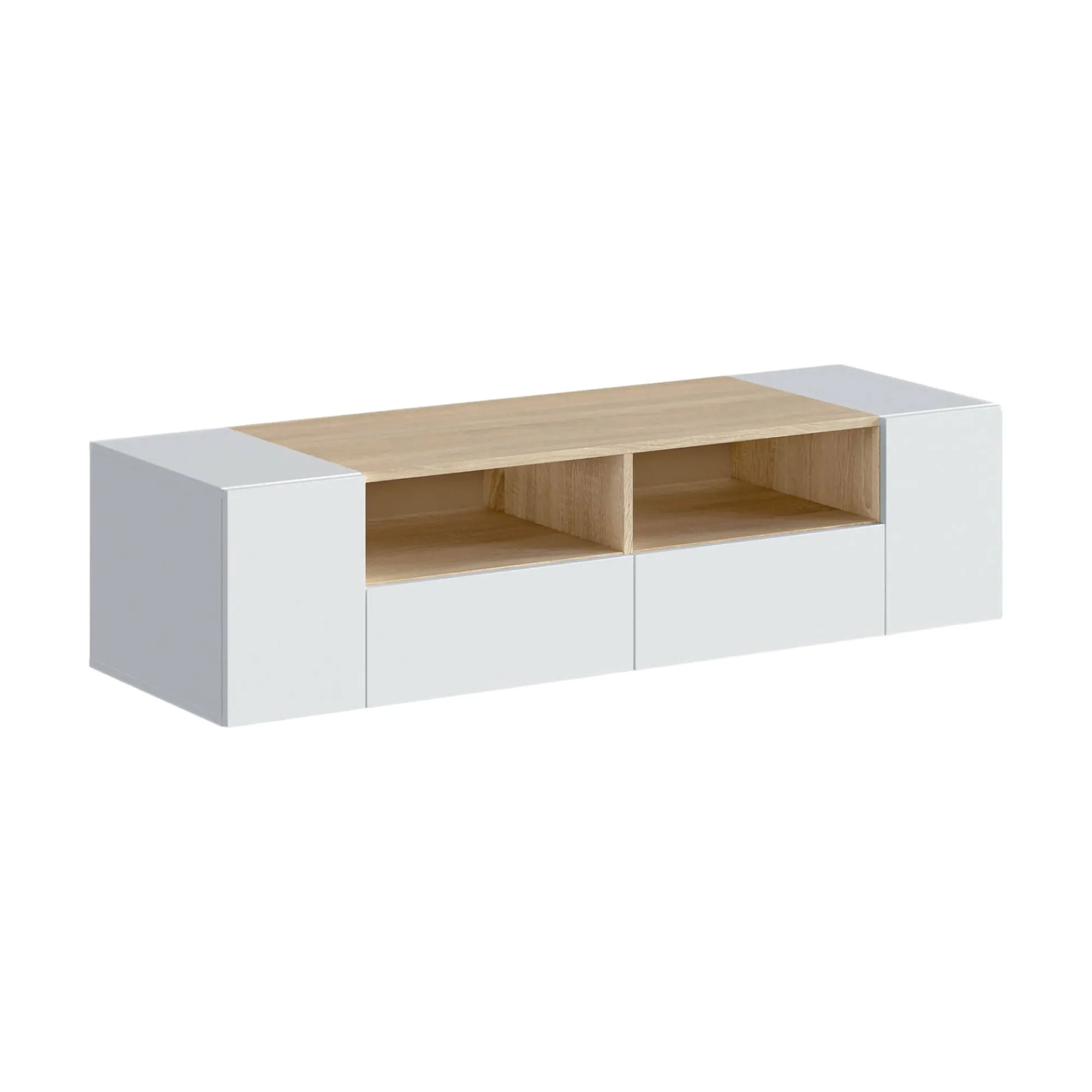 Mobile porta TV Ebe, 138x42h36 cm, Bianco e Rovere<Dmora Cheap