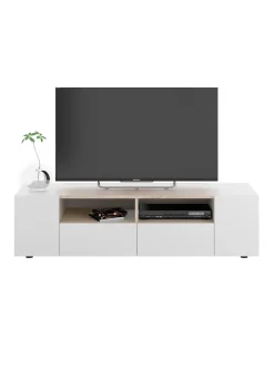 Mobile porta TV Ebe, 138x42h36 cm, Bianco e Rovere<Dmora Cheap