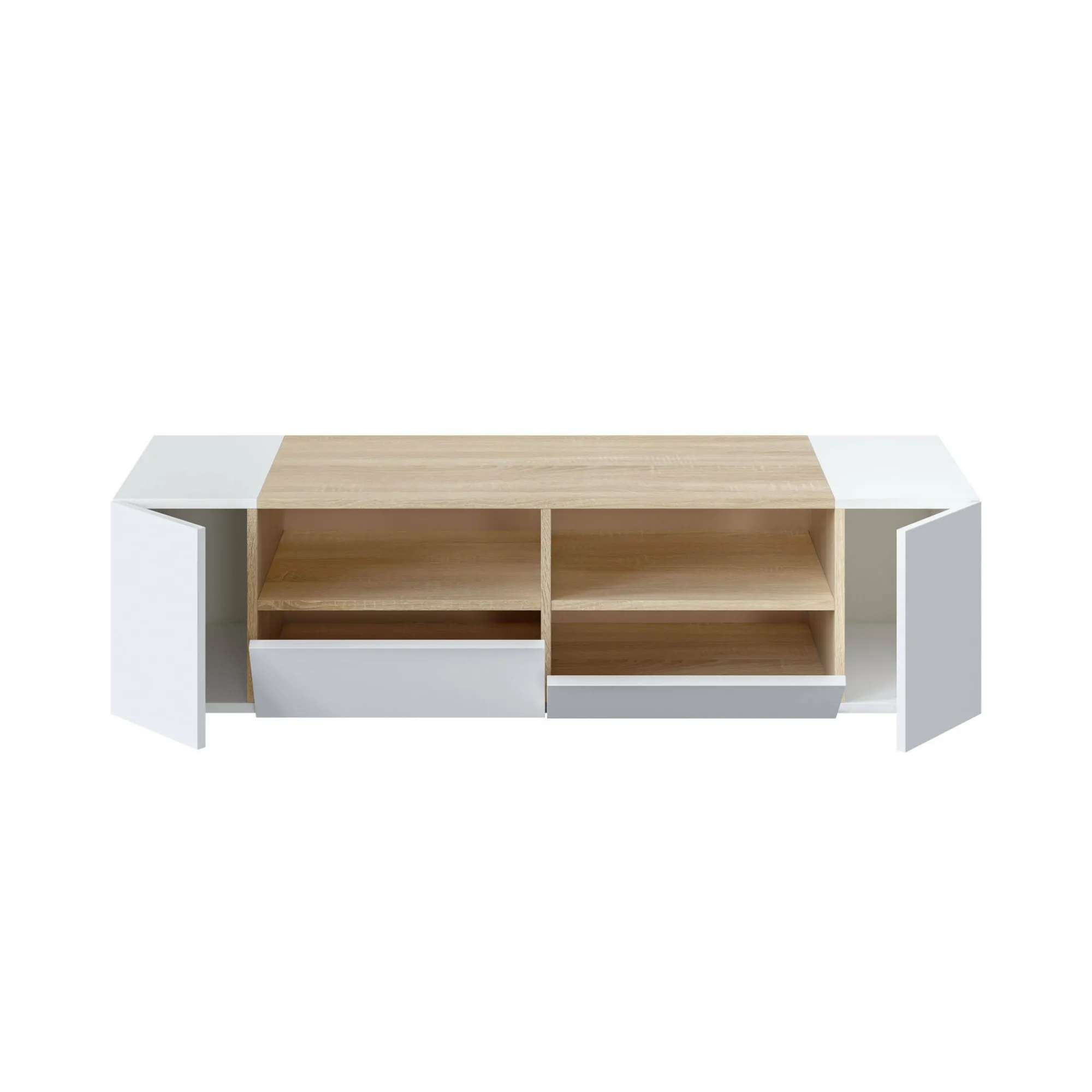 Mobile porta TV Ebe, 138x42h36 cm, Bianco e Rovere<Dmora Cheap
