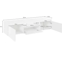 Mobile porta TV Edoarda, 160x40h35 cm, lucido<Dmora Discount