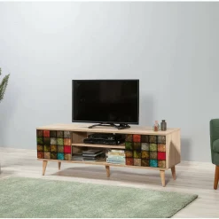 Mobile porta TV Enrica, 140x40h50 cm, Quercia e Multicolore<Dmora Fashion