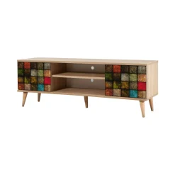 Mobile porta TV Enrica, 140x40h50 cm, Quercia e Multicolore<Dmora Fashion