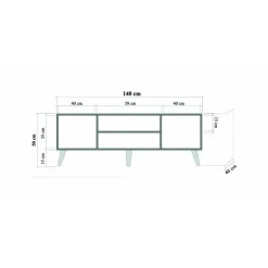 Mobile porta TV Enrica, 140x40h50 cm, Quercia e Multicolore<Dmora Fashion