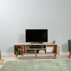 Mobile porta TV Enrica, 140x40h50 cm, Quercia e Multicolore<Dmora Fashion