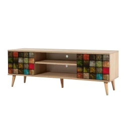 Mobile porta TV Enrica, 140x40h50 cm, Quercia e Multicolore<Dmora Fashion
