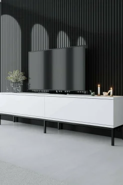 Mobile porta TV Espero, 180x30h47 cm, Bianco e Nero<Dmora Cheap