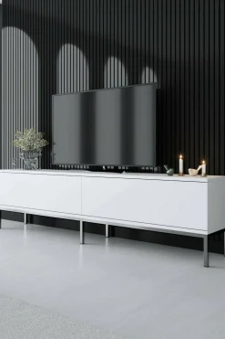Mobile porta TV Espero, 180x30h47 cm, Bianco e Argento<Dmora Outlet