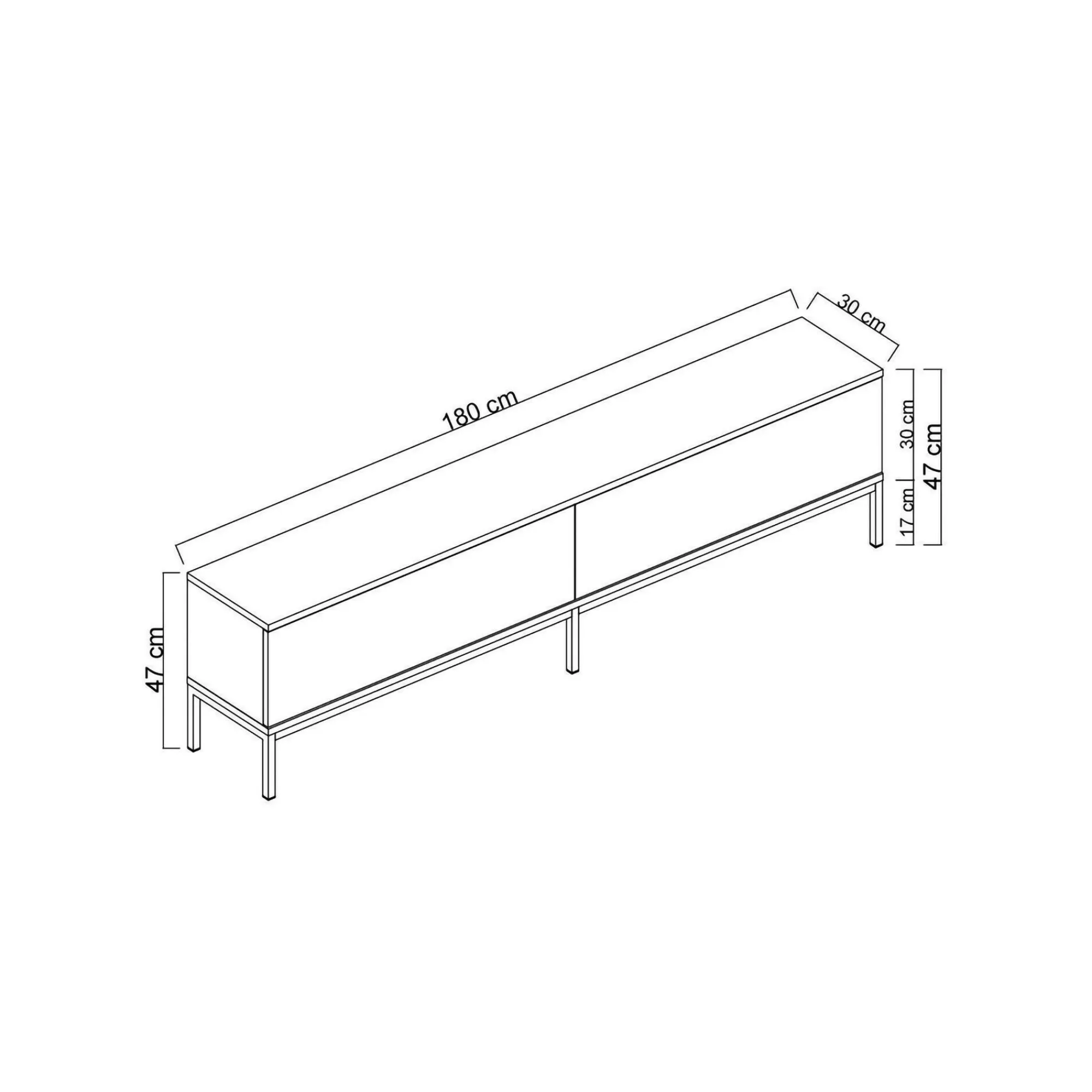 Mobile porta TV Espero, 180x30h47 cm, Antracite e Nero<Dmora Cheap