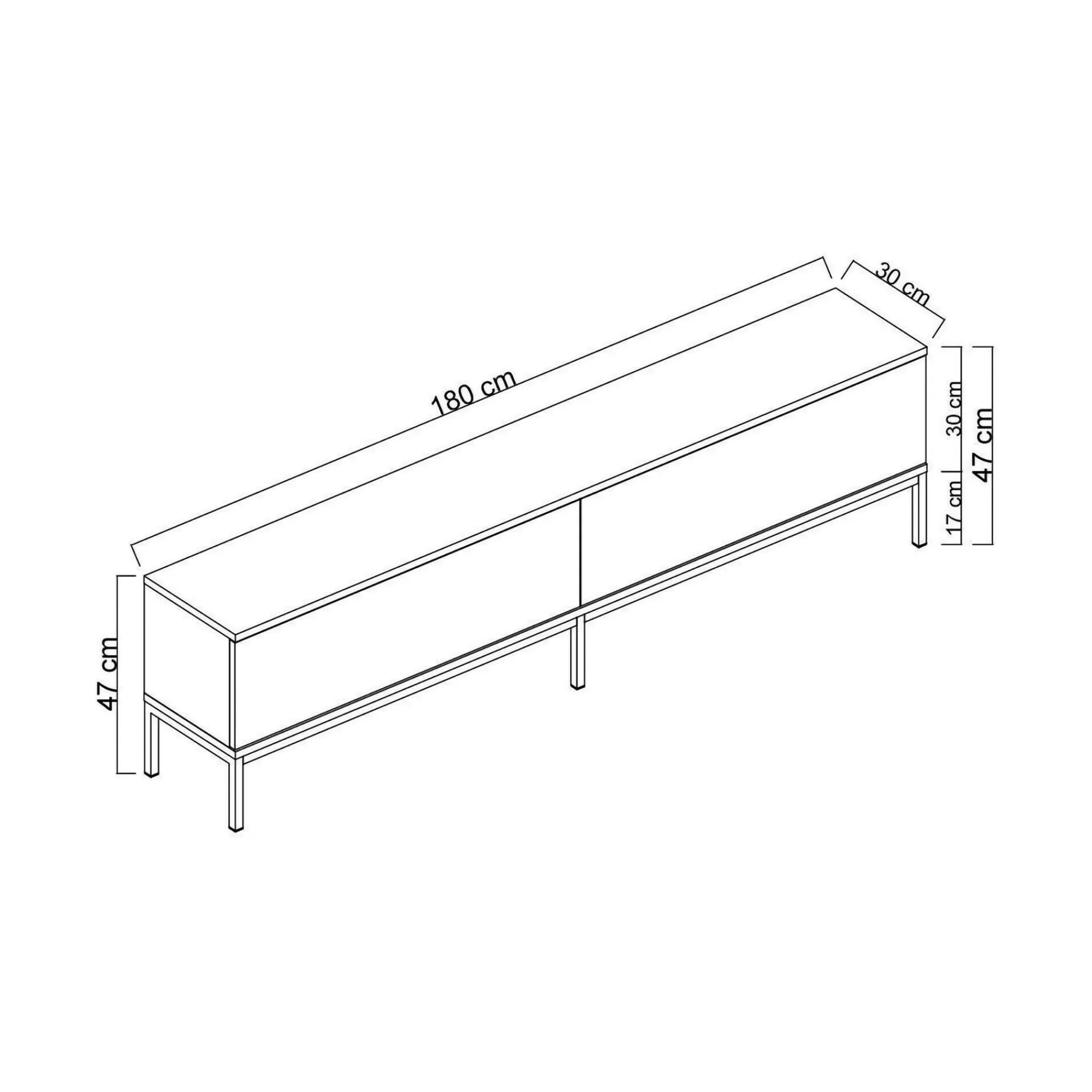 Mobile porta TV Espero, 180x30h47 cm, Antracite e Argento<Dmora Cheap