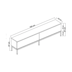 Mobile porta TV Espero, 180x30h47 cm, Bianco e Argento<Dmora Outlet