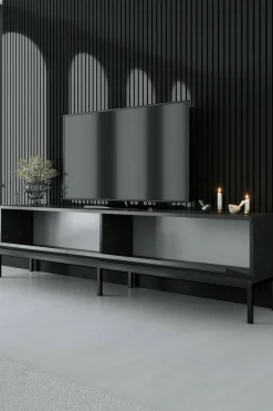 Mobile porta TV Espero, 180x30h47 cm, Antracite e Nero<Dmora Cheap