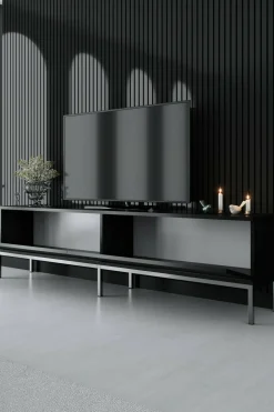Mobile porta TV Espero, 180x30h47 cm, Nero e Argento<Dmora Clearance