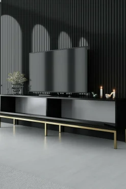 Mobile porta TV Espero, 180x30h47 cm, Nero e Oro<Dmora Store