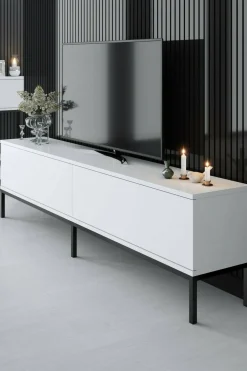 Mobile porta TV Espero, 180x30h47 cm, Bianco e Nero<Dmora Cheap