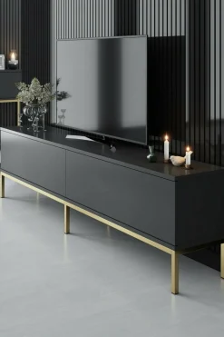 Mobile porta TV Espero, 180x30h47 cm, Antracite e Oro<Dmora Sale