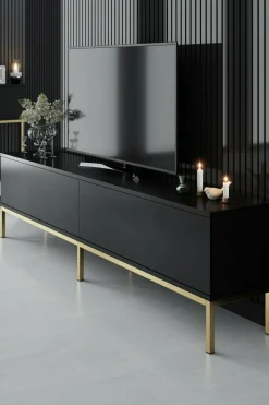 Mobile porta TV Espero, 180x30h47 cm, Nero e Oro<Dmora Store