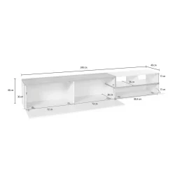 Mobile porta TV Fetta, cm 240x40h50, Bianco lucido e Acero<Dmora Outlet