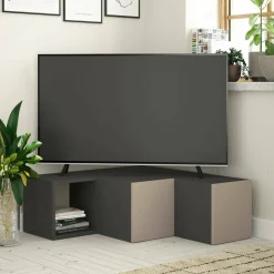 Mobile porta TV Fiorenza, 90x92h32 cm, Antracite e Beige<Dmora Outlet