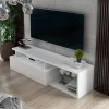 Mobile porta TV Gisella, 160x38h41 cm, Bianco e Bianco lucido<Dmora Online